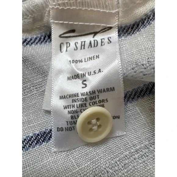 CP Shades Mara Linen Dress Size S Blue White Stripe Sleeveless Shirt Dress - Picture 5 of 12